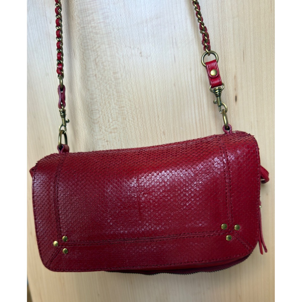 Jerome Dreyfuss Red Python Embossed Leather Shoul… - image 2